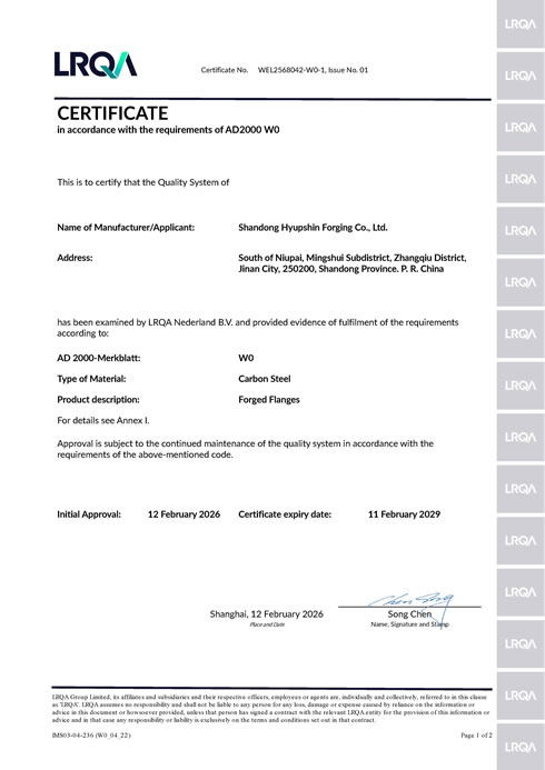 AD 2000 W0/W9 Certificate AD 2000 W0/W9 Certificate